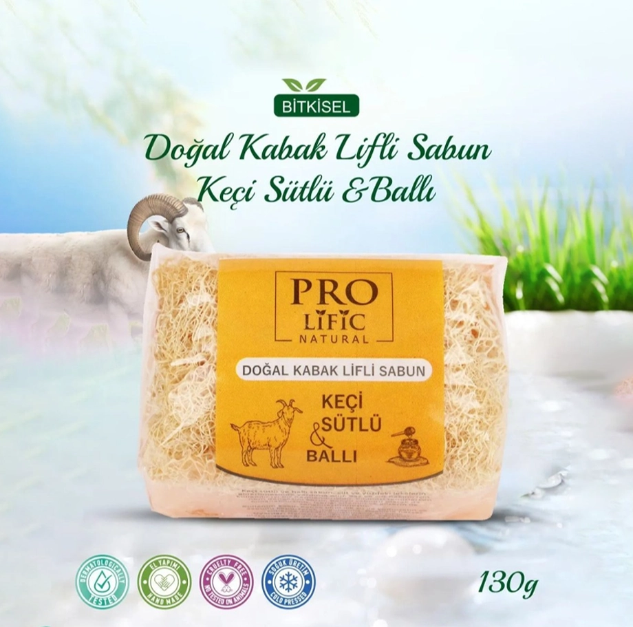 Natural Keçi Sütlü ve Ballı Doğal Kabak Lifli Sabun